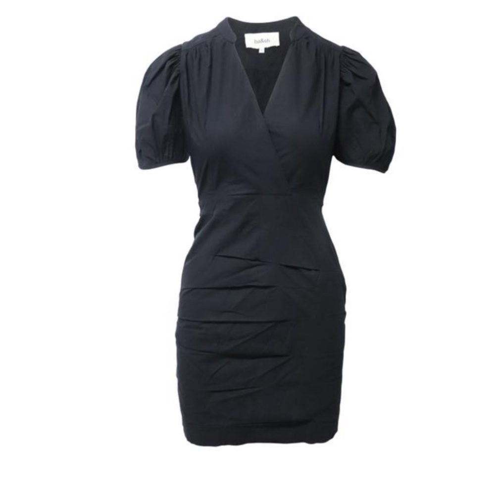 Ba&sh Puff Sleeves Mini In Black Cotton Short Casual Dress